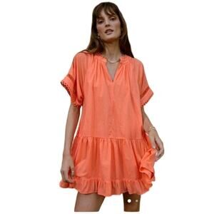 Self Contrast Mavis Mini Dress Persimmon Size XS